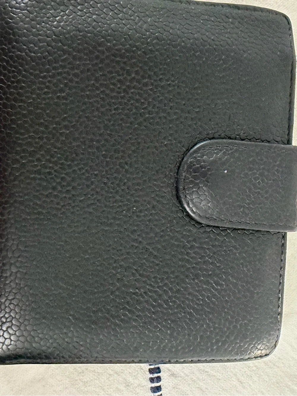 CHANEL Black Caviar Leather Wallet Tonal CC Logo Made in France